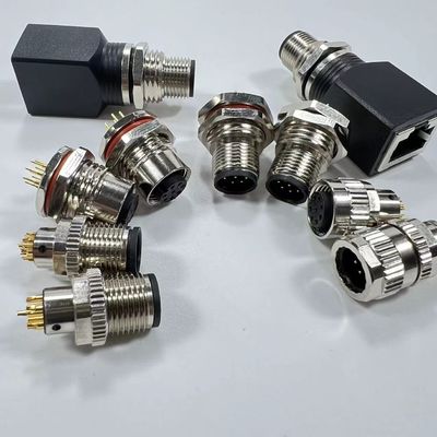 Harga bagus EMC Shielding 12mm M12 5pin Connector Bulkhead 3 - 17 Contacts on line